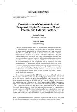 Determinants of Corporate Social Responsibility in Professional Sport