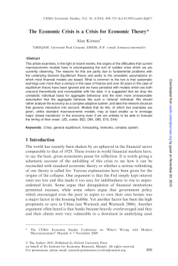 The Economic Crisis is a Crisis for Economic Theory*