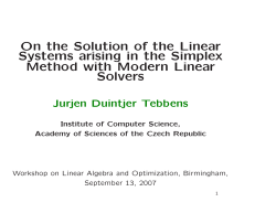 On the Solution of the Linear Systems arising in the Simplex Method