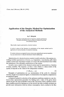 Application of the Simplex Method for Optimizatlon of the Analytical