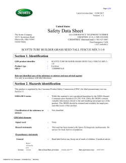 Scotts Turf Builder Grass Seed Tall Fescue Mix SDS
