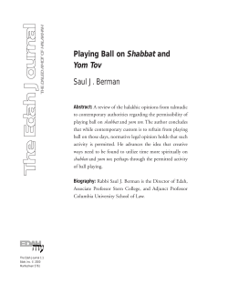 Playing Ball On Shabbat And Yom Tov