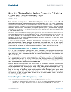 Securities Offerings During Blackout Periods and