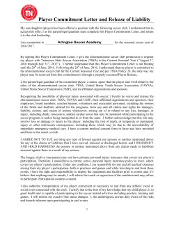 Player Commitment Letter - Arlington Soccer Academy