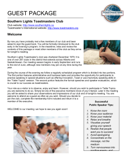 Guest Package for 2016/2017 - Southern Lights Toastmasters Club