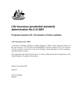 part b &ndash; principles for determining policy liabilities in respect of life