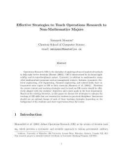 Effective Strategies to Teach Operations Research to Non