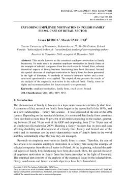 EXPlOrING EMPlOYEE MOTIVATION IN POlISH FAMIlY FIrMS