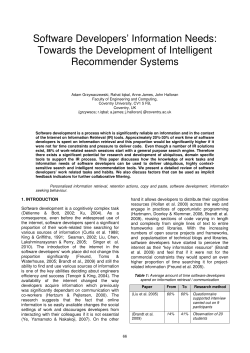 Software Developers` Information Needs: Towards the Development