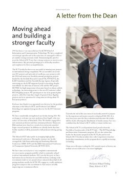 A letter from the Dean Moving ahead and building a stronger