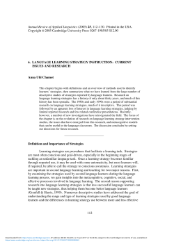 language learning strategy instruction: current issues and research
