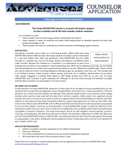 APPLICATION COUNSELOR A Message to Prospective Counselors