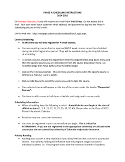 Instructions for scheduling Phase IV