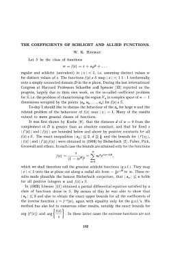 THE COEFFICIENTS OF SCHLICHT AND ALLIED FUNCTIONS. Let