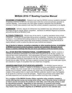 MHSAA 2016-17 Bowling Coaches Manual