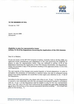 Eligibility to play for representative teams