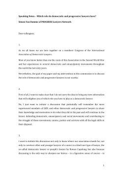 Speaking Notes &ndash; Which role do democratic and progressive
