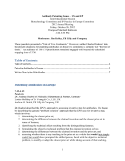 Antibody Patenting Issues &ndash; US and EP