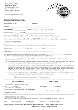 Junior Registration Form - Derinya Basketball Club