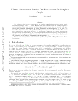 Efficient Generation of Random One-Factorizations for