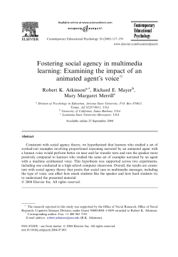 Fostering social agency in multimedia learning: Examining the
