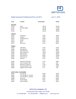 Ortovox Professional Price List 2012