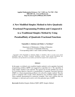 A New Modified Simplex Method to Solve Quadratic
