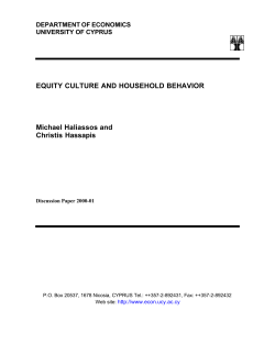 EQUITY CULTURE AND HOUSEHOLD BEHAVIOR Michael