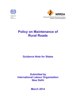Policy on Maintenance of Rural Roads: Guidance Note for States