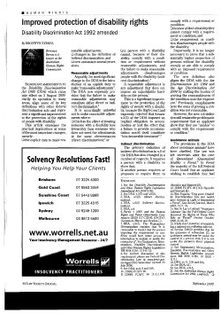 Improved protection of disability rights Solvency Resolutions Fast