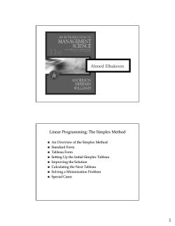 Ahmed Elhakeem Linear Programming: The Simplex Method