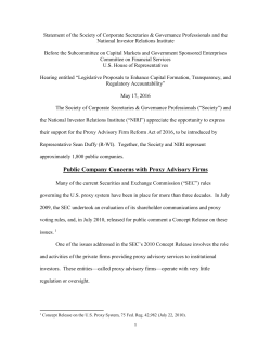 Public Company Concerns with Proxy Advisory Firms