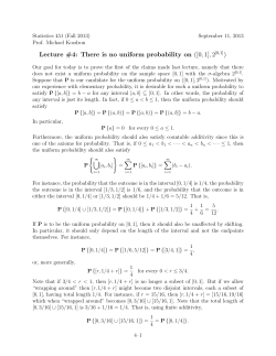 Lecture #4: There is no uniform probability on ([0,1],2