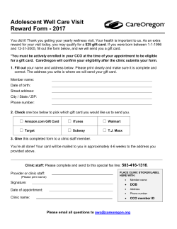 Adolescent Well Care Incentive Form