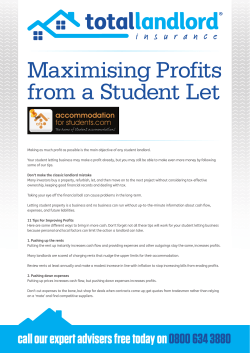Maximising Profits from a Student Let