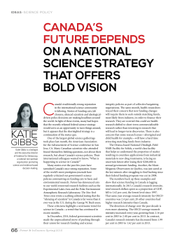 CAnAdA`s FuTure dePends on A nATIonAl sCIenCe sTrATegY ThAT