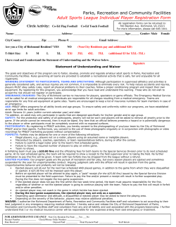 Adult Sports League - Individual Registration Form