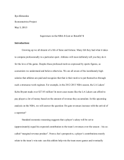 Superstars in the NBA - Department of Economics