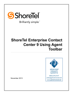 ShoreTel Contact Center 9 Using Agent Toolbar