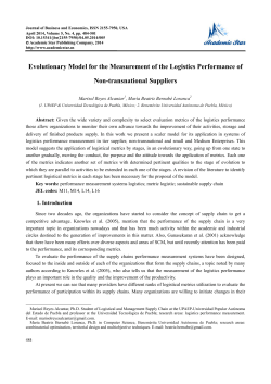 Evolutionary Model for the Measurement of the Logistics