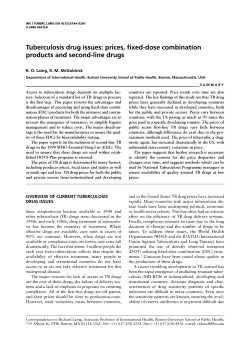 Tuberculosis drug issues: prices, fixed