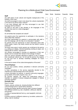 Planning for a Multicultural Child Care Environment Checklist