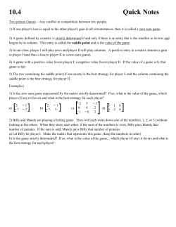 10.4 Quick Notes Two person Games &ndash; Any conflict or competition