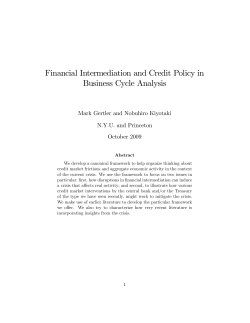 Financial Intermediation and Credit Policy in Business Cycle Analysis