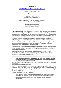 Harnad Comments on HEFCE/REF Open Access Mandate Proposal