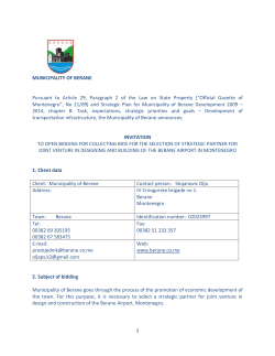 MUNICIPALITY OF BERANE Pursuant to Article 29, Paragraph 2 of