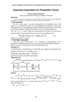 Important Inequalities for Probability Theory