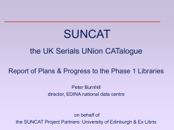 SUNCAT - the UK Serials UNion CATalogue: Reports of Plans and