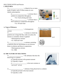 SOLUTIONS NOTES and Practice