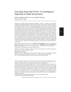 A Contingency Approach to Data Governance